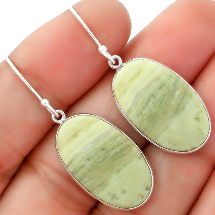 Natural Serpentine Earrings SDE62512 E-1001, 14x23 mm