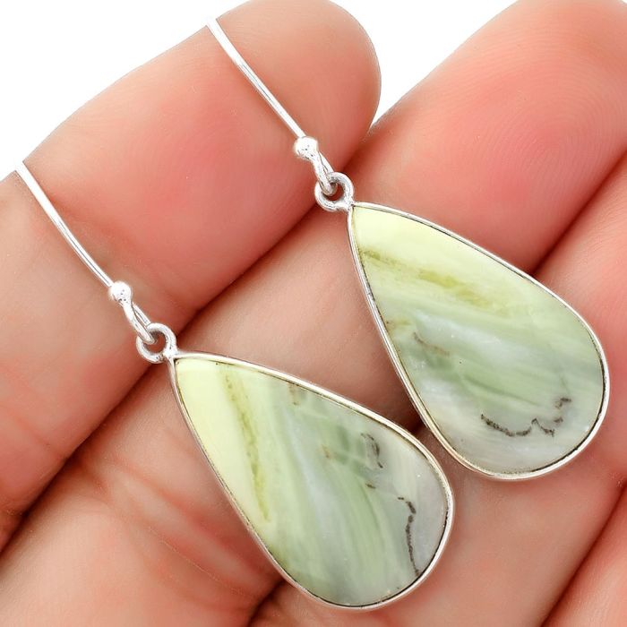 Natural Serpentine Earrings SDE62513 E-1001, 13x23 mm