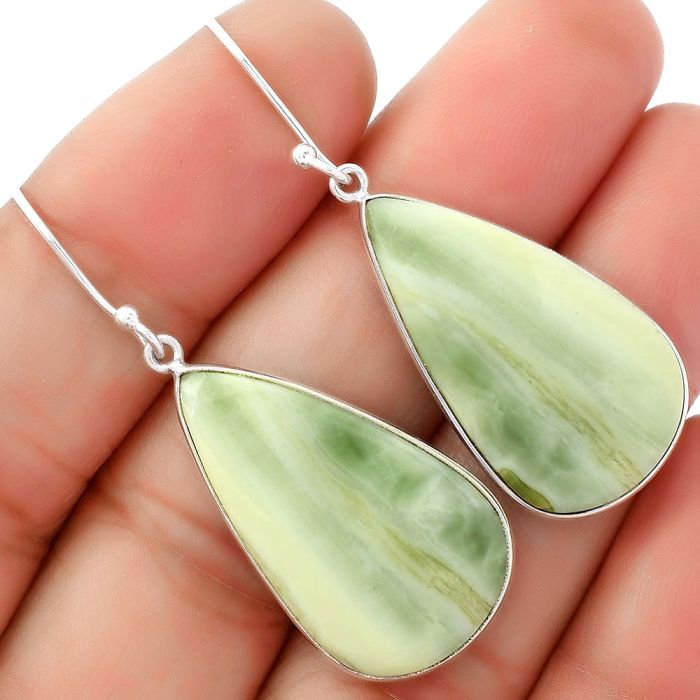 Natural Serpentine Earrings SDE62516 E-1001, 16x28 mm