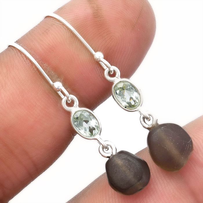 Smoky Quartz - Brazil & Prasiolite Earrings SDE62763 E-1011, 8x9 mm