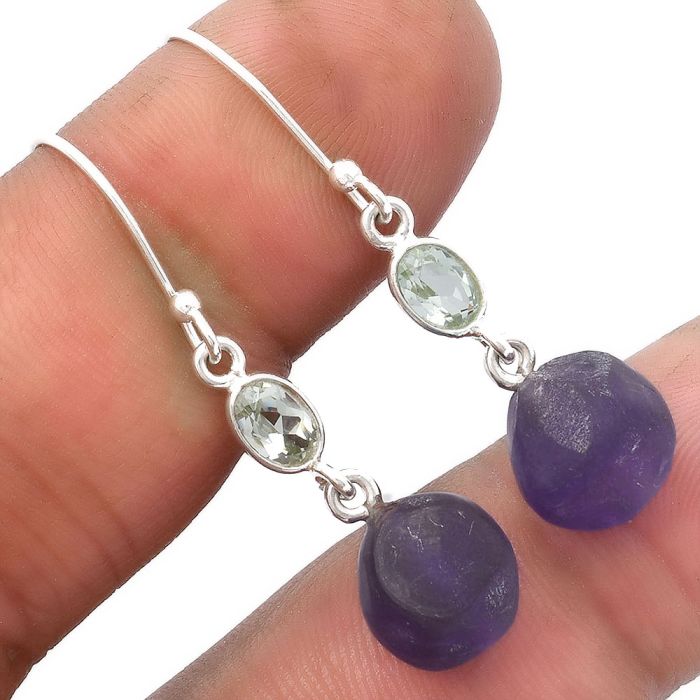 Natural African Amethyst & Prasiolite Earrings SDE62767 E-1011, 10x11 mm