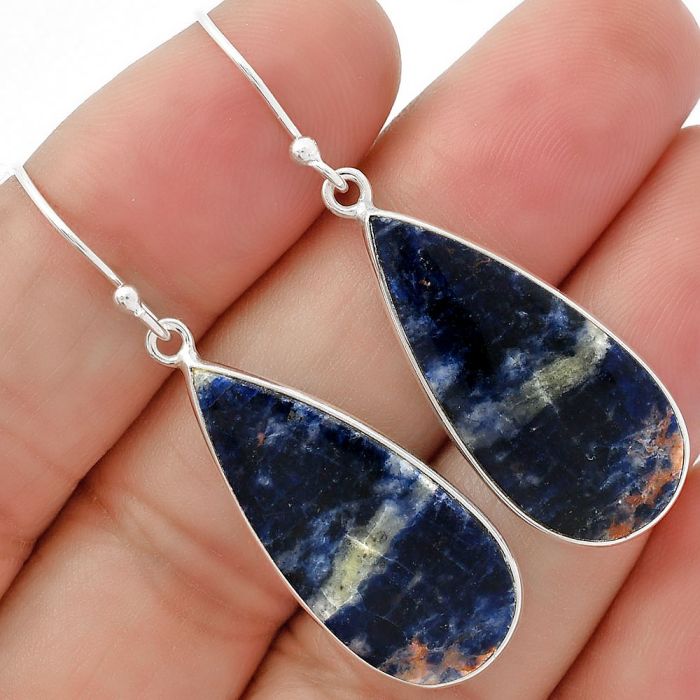 Natural Sodalite Earrings SDE62951 E-1001, 13x28 mm