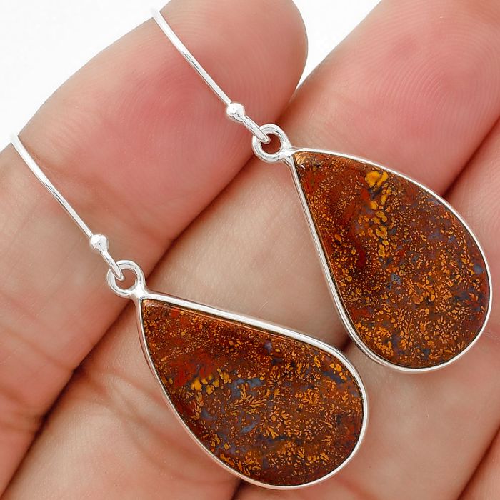 Natural Red Moss Agate Earrings SDE62978 E-1001, 14x23 mm