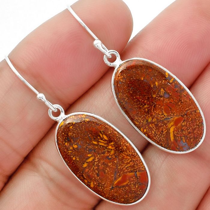 Natural Red Moss Agate Earrings SDE62989 E-1001, 13x23 mm