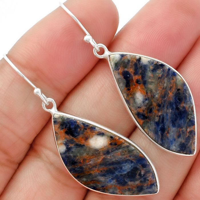 Natural Sodalite Earrings SDE63030 E-1001, 14x30 mm