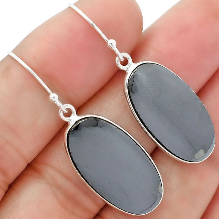 Natural Gunmetal Earrings SDE63126 E-1001, 12x24 mm