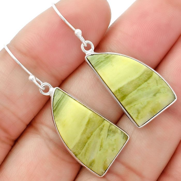 Natural Serpentine Earrings SDE63128 E-1001, 13x23 mm