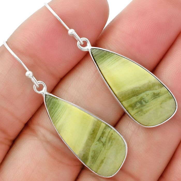 Natural Serpentine Earrings SDE63191 E-1001, 11x26 mm