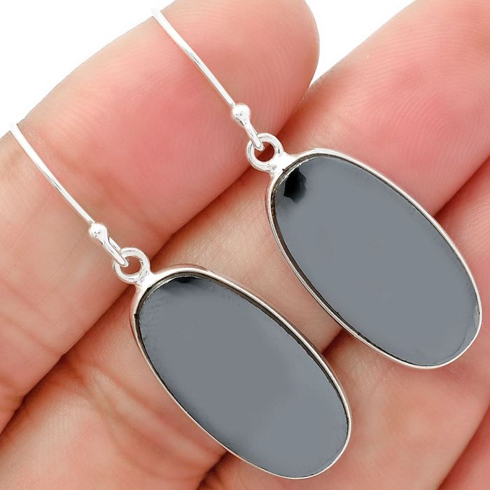 Natural Gunmetal Earrings SDE63220 E-1001, 12x24 mm