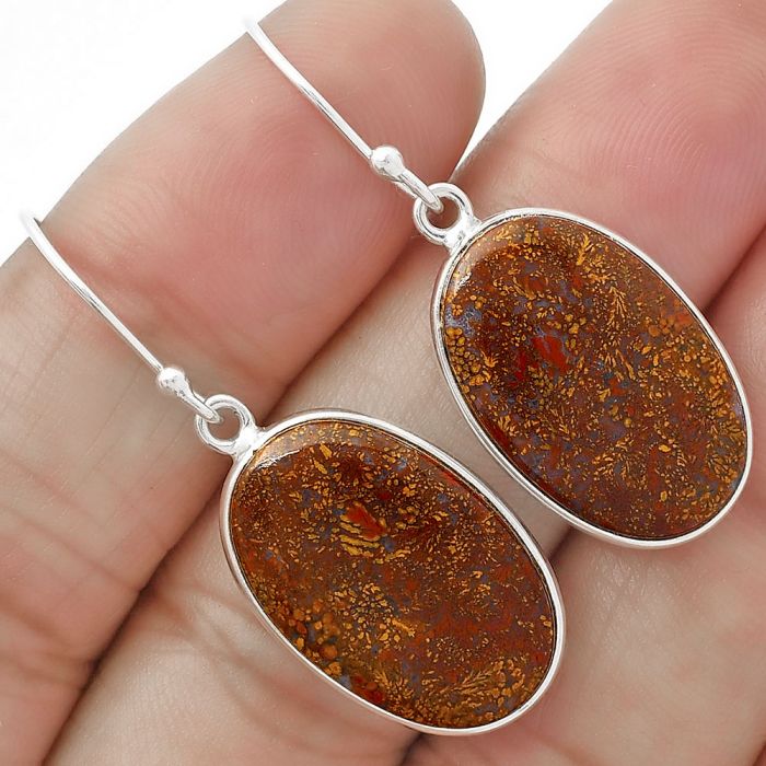 Natural Red Moss Agate Earrings SDE63319 E-1001, 14x21 mm