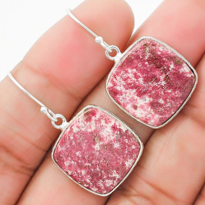 Natural Pink Thulite - Norway Earrings SDE63710 E-1001, 17x17 mm