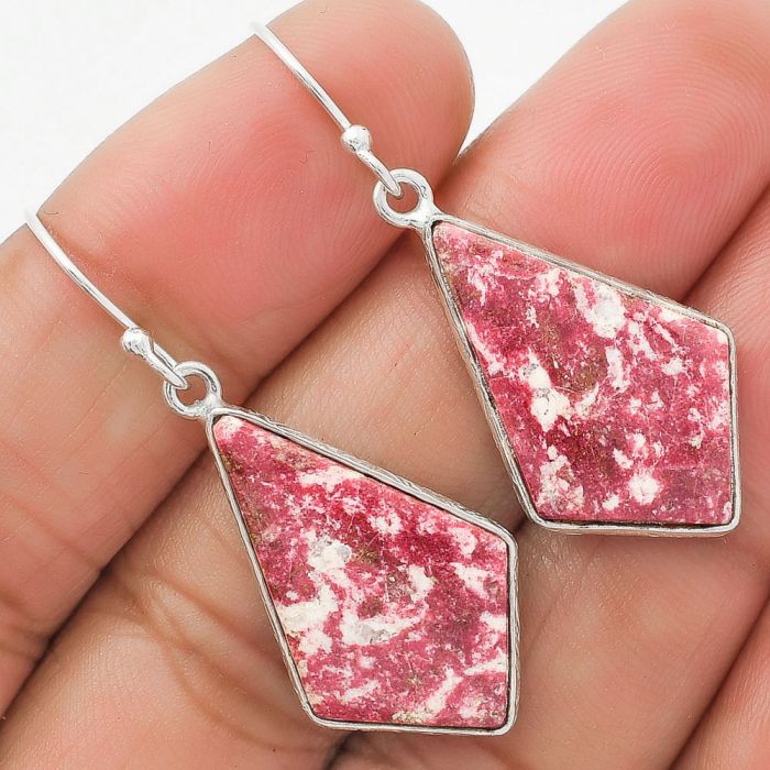 Natural Pink Thulite - Norway Earrings SDE63737 E-1001, 15x25 mm