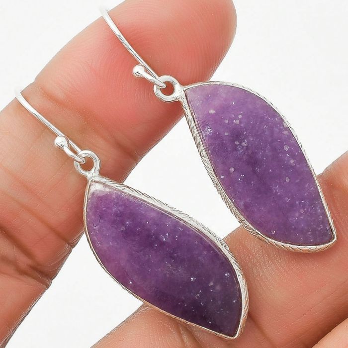 Natural Purple Lepidolite Earrings SDE63739 E-1001, 12x27 mm