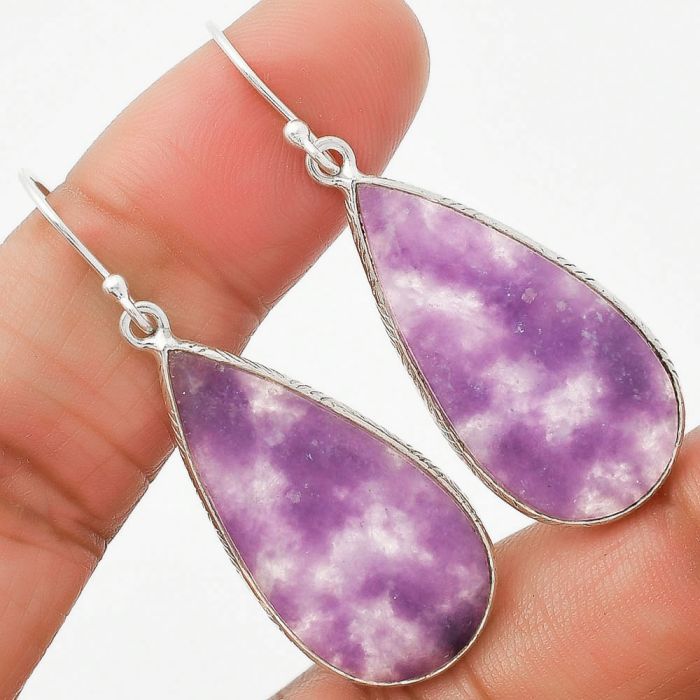Natural Purple Lepidolite Earrings SDE63740 E-1001, 15x30 mm
