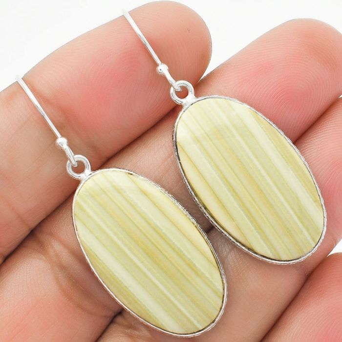 Natural Saturn Chalcedony Earrings SDE63780 E-1001, 15x27 mm