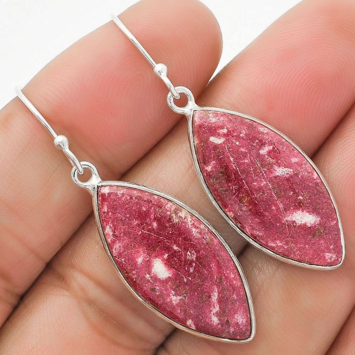 Natural Pink Thulite - Norway Earrings SDE63796 E-1001, 13x27 mm