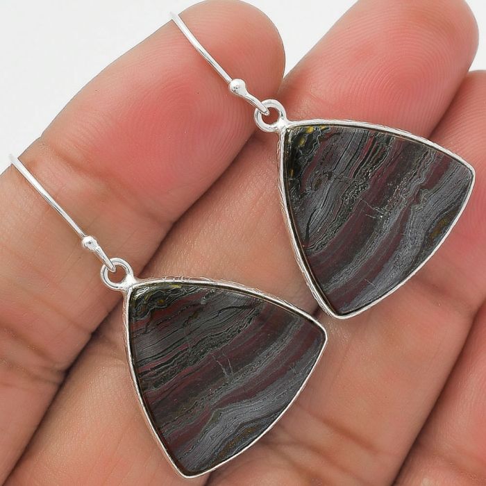 Natural Iron Tiger Eye Earrings SDE63822 E-1001, 20x20 mm