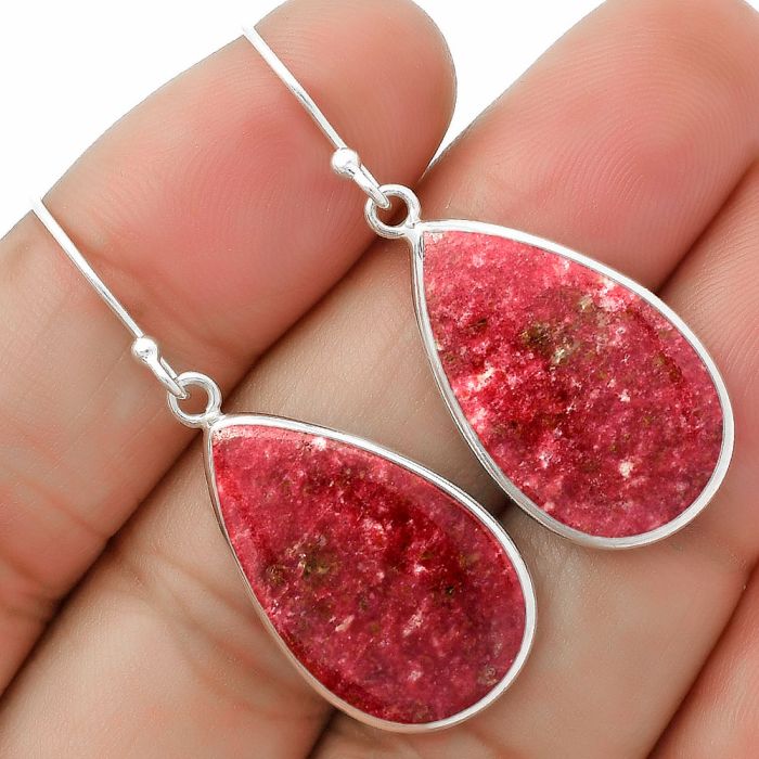 Natural Pink Thulite - Norway Earrings SDE64233 E-1001, 14x23 mm