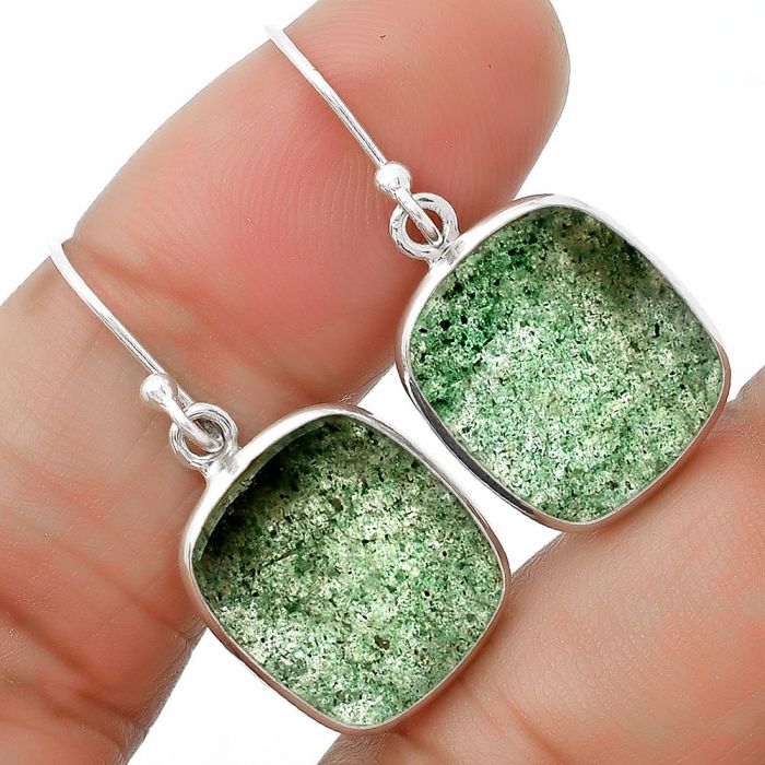 Natural Green Aventurine Earrings SDE64236 E-1001, 13x15 mm