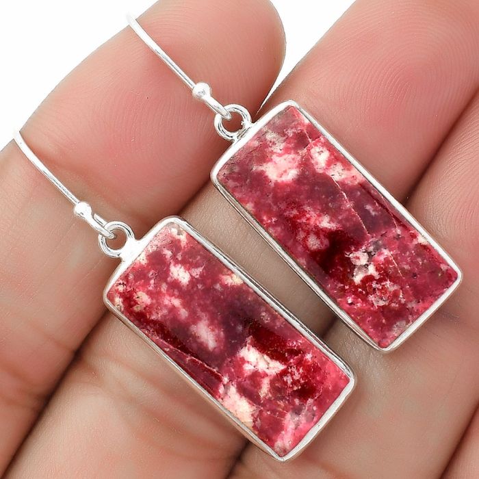 Natural Pink Thulite - Norway Earrings SDE64279 E-1001, 10x23 mm