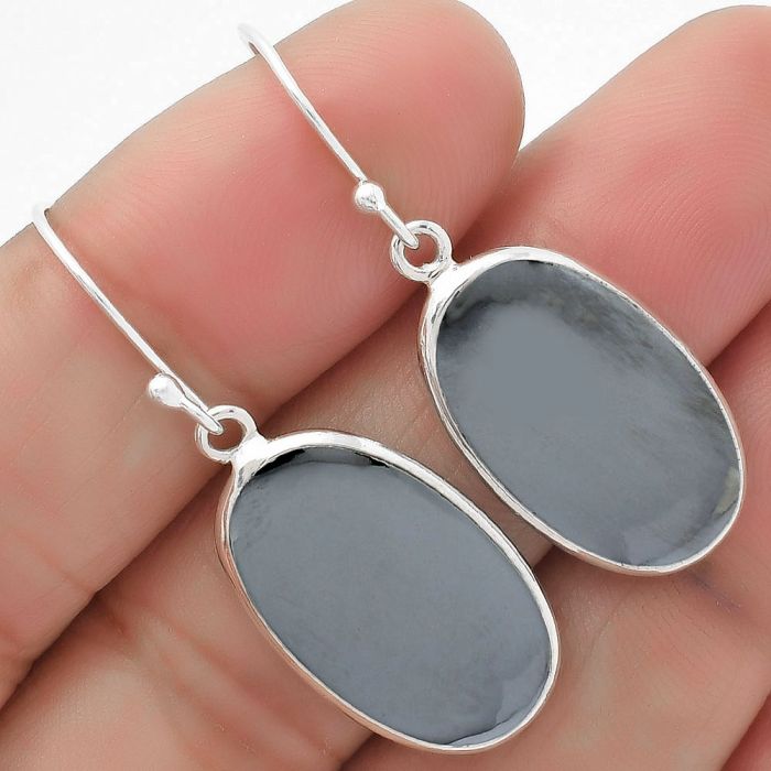 Natural Gunmetal Earrings SDE64293 E-1001, 12x21 mm