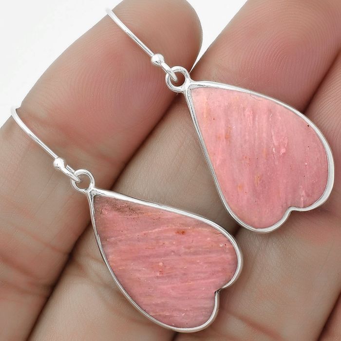 Heart Natural Pink Tulip Quartz Earrings SDE64318 E-1022, 15x23 mm