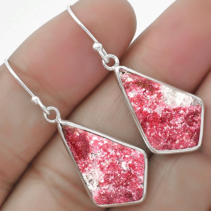 Natural Pink Thulite - Norway Earrings SDE64332 E-1001, 13x21 mm