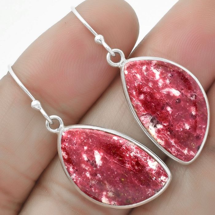 Natural Pink Thulite - Norway Earrings SDE64351 E-1001, 12x22 mm