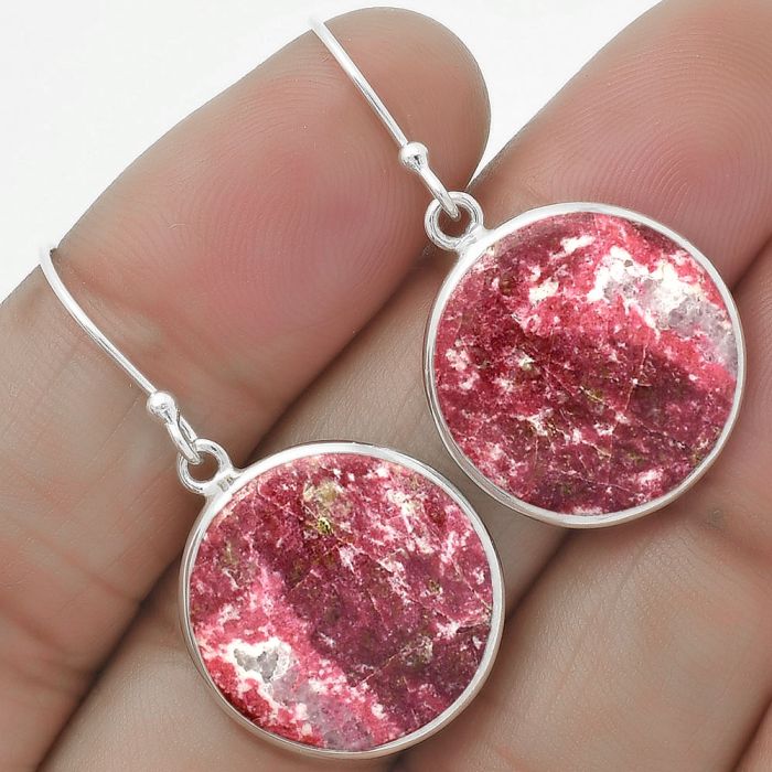 Natural Pink Thulite - Norway Earrings SDE64390 E-1001, 18x18 mm