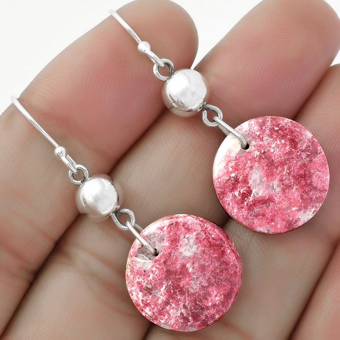 Natural Pink Thulite - Norway Earrings SDE64507 E-1031, 17x17 mm