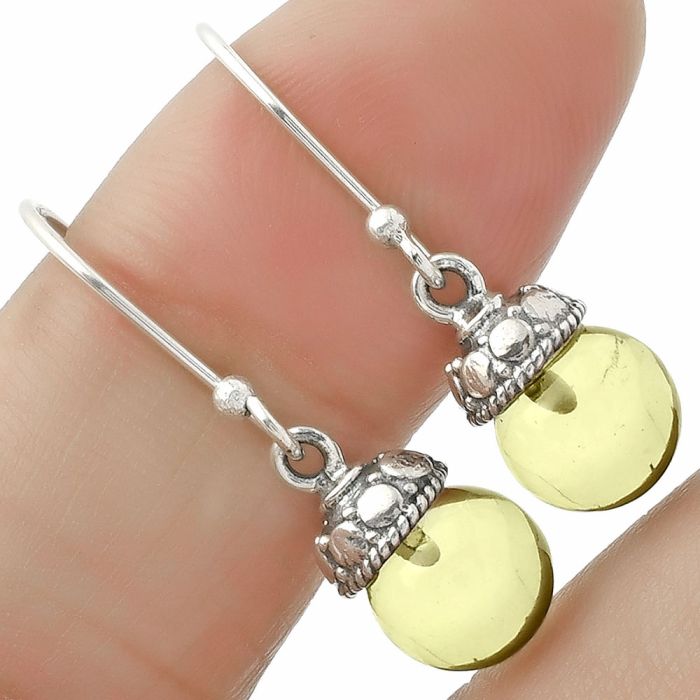 Natural Lemon Quartz Ball Earrings SDE64815 E-1054, 8x8 mm