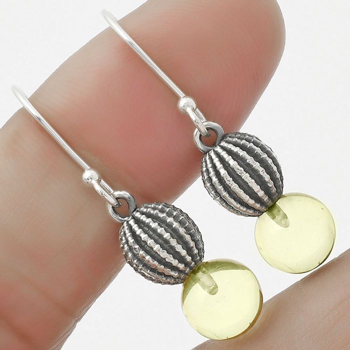 Natural Lemon Quartz Ball Earrings SDE65020 E-1026, 8x8 mm