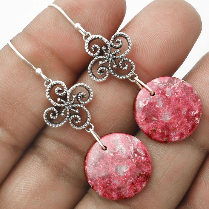 Artisan - Pink Thulite - Norway Earrings SDE65084 E-1235, 17x17 mm