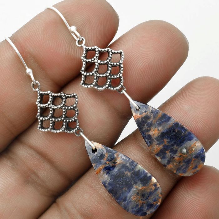 Natural Orange Sodalite Earrings SDE65109 E-1235, 11x26 mm