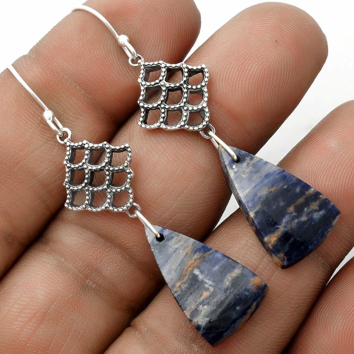 Natural Sodalite Earrings SDE65137 E-1235, 13x22 mm