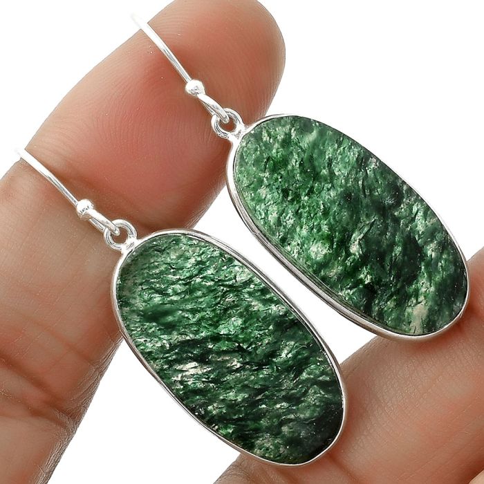 Natural Green Aventurine Earrings SDE65930 E-1001, 14x26 mm