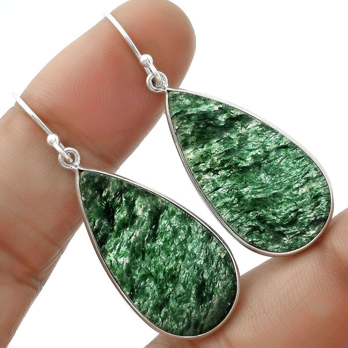 Natural Green Aventurine Earrings SDE65971 E-1001, 13x29 mm