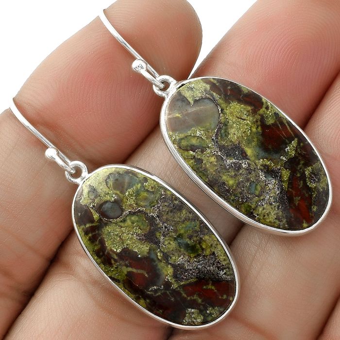 Dragon Blood Stone - South Africa Earrings SDE66006 E-1001, 14x25 mm