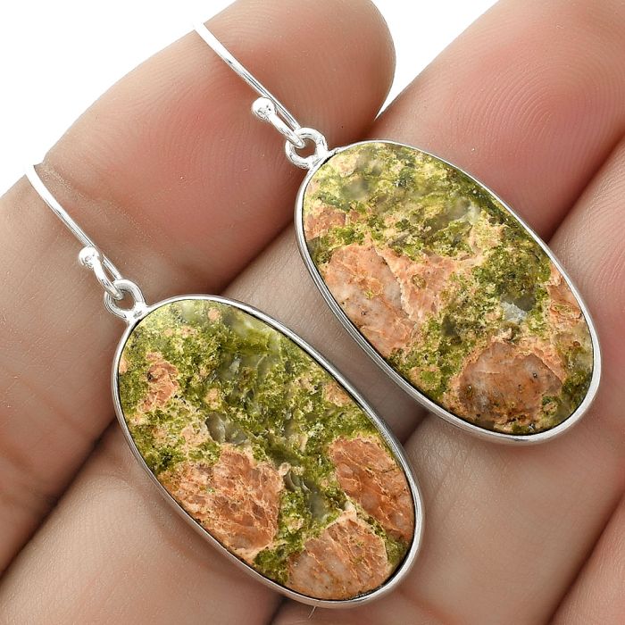 Natural Unakite Earrings SDE66028 E-1001, 15x26 mm