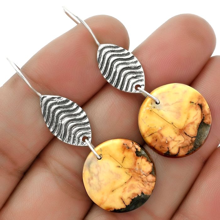 Natural Maligano Jasper - Indonesia Earrings SDE66336 E-1203, 18x18 mm