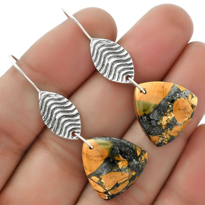 Natural Maligano Jasper - Indonesia Earrings SDE66374 E-1203, 18x18 mm