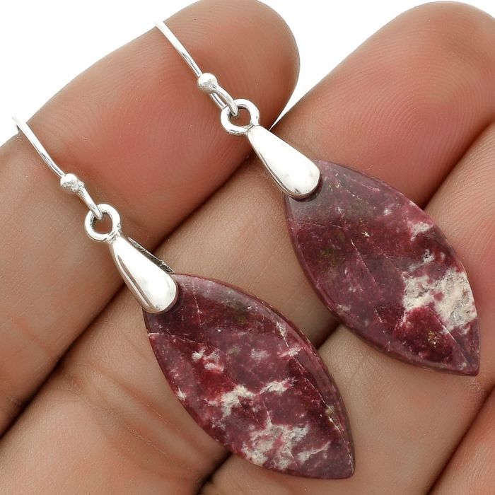 Natural Pink Thulite - Norway Earrings SDE66432 E-1214, 13x27 mm