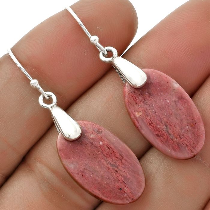 Natural Pink Tulip Quartz Earrings SDE66439 E-1214, 12x21 mm