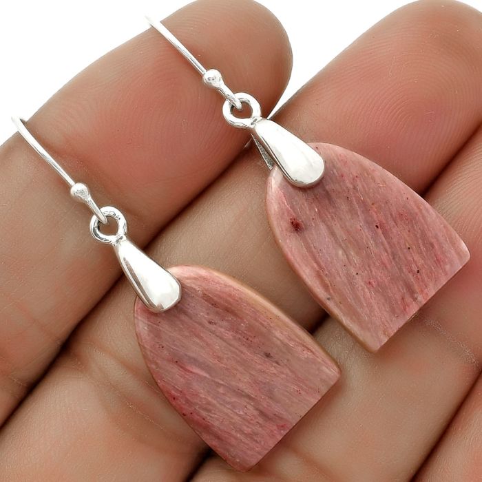 Natural Pink Tulip Quartz Earrings SDE66440 E-1214, 15x20 mm