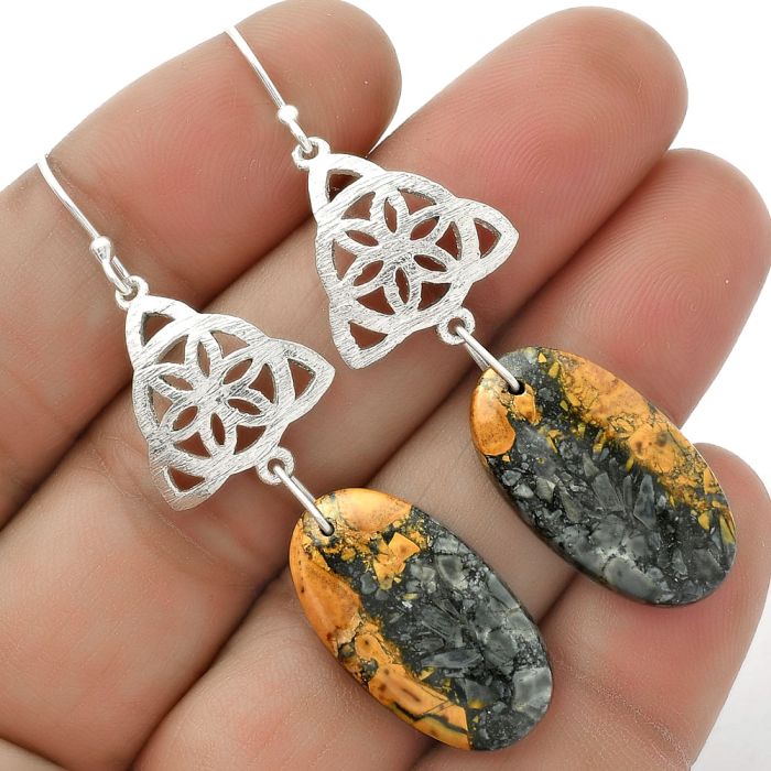 Natural Maligano Jasper - Indonesia Earrings SDE66514 E-1108, 13x24 mm