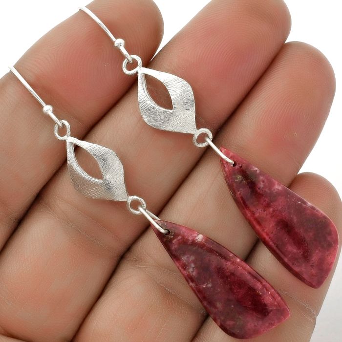 Natural Pink Thulite - Norway Earrings SDE66519 E-1094, 11x29 mm