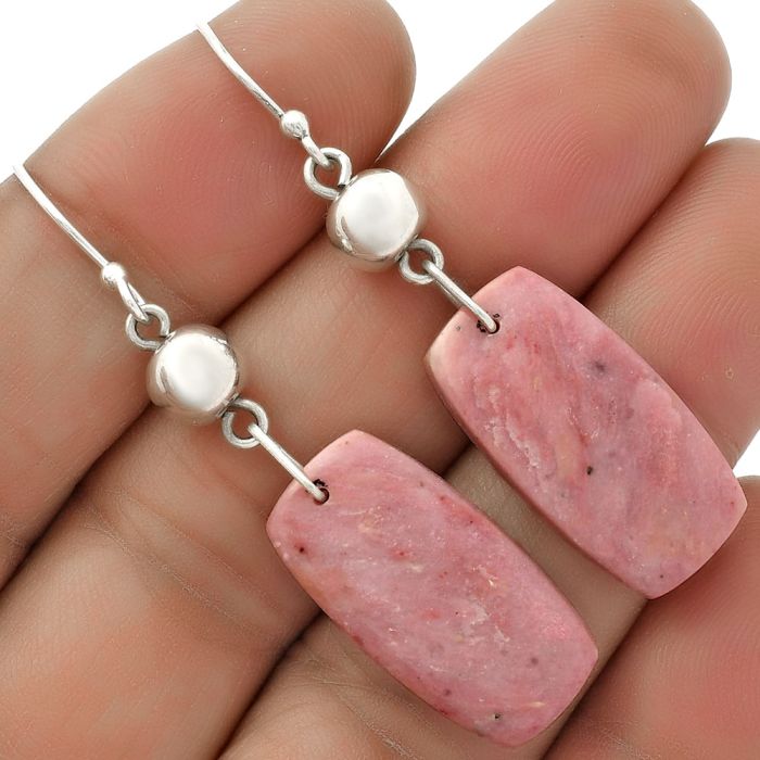 Natural Pink Tulip Quartz Earrings SDE66535 E-1031, 12x24 mm