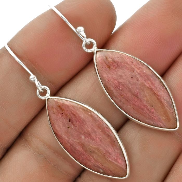 Natural Pink Tulip Quartz Earrings SDE66576 E-1001, 12x26 mm