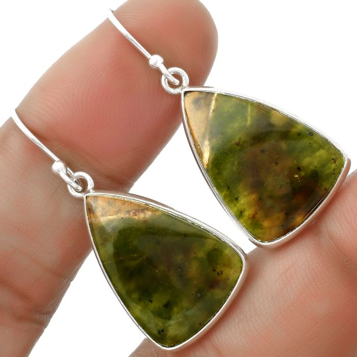 Natural Chrome Chalcedony Earrings SDE66681 E-1001, 15x22 mm