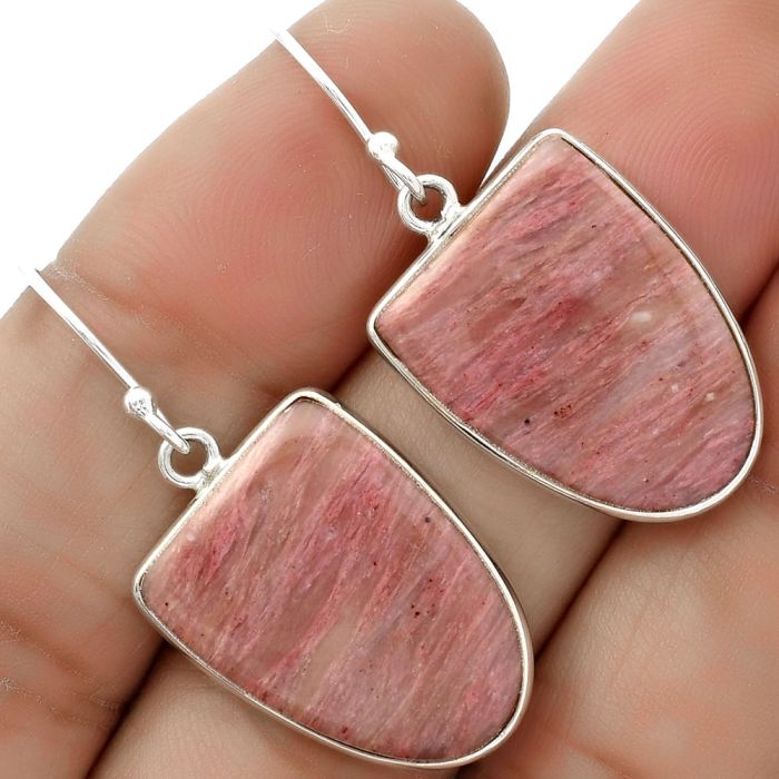 Natural Pink Tulip Quartz Earrings SDE66705 E-1001, 16x21 mm